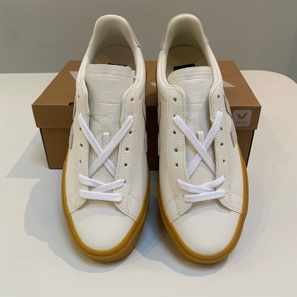 Veja Campo Leather Sneaker Extra White/Natural/Gum Sole 39EU/8US, 40EU/9US NIB - Picture 6 of 11